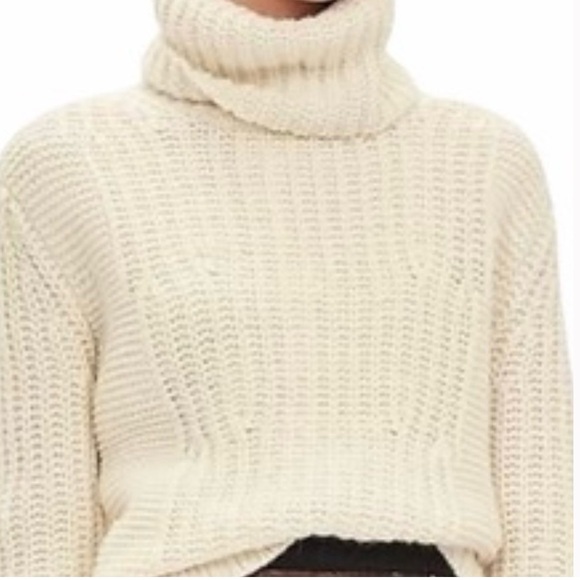 Banana Republic Cream Ivory Mixed Stitch Chunky High Neck Turtleneck Large - Picture 5 of 5